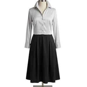 Emma Street Dress Size 12 Black White Business Casual Office Long Sleeve FLAW